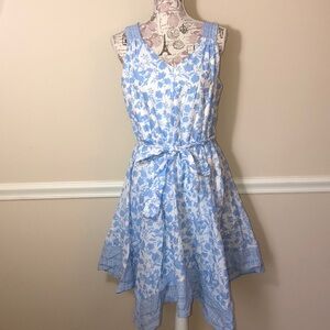 Westport Blue White Floral Handkerchief Dress 14P